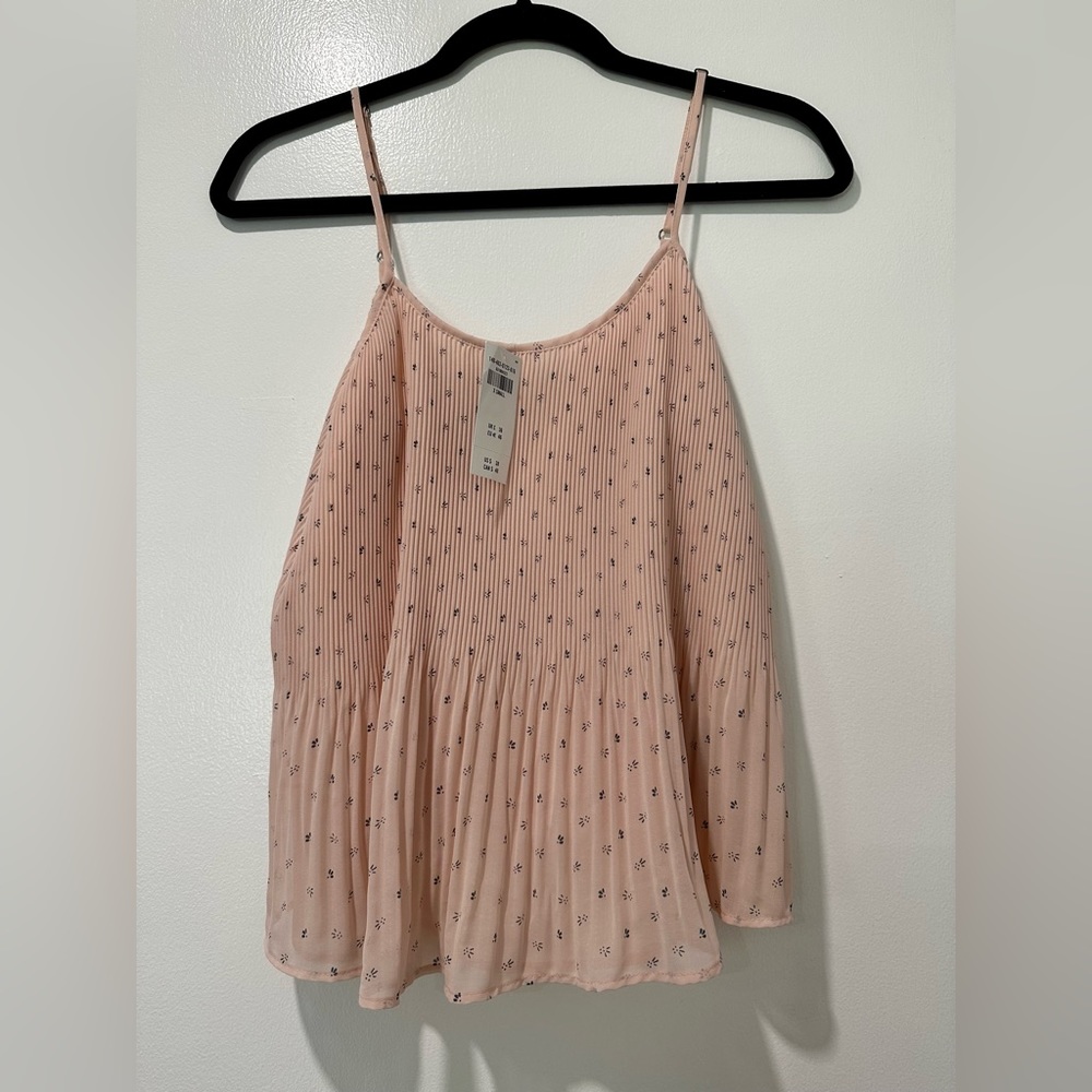 Abercrombie & Fitch Women Spaghetti Strap Pleated Lined Pink Tank Top XS NWT